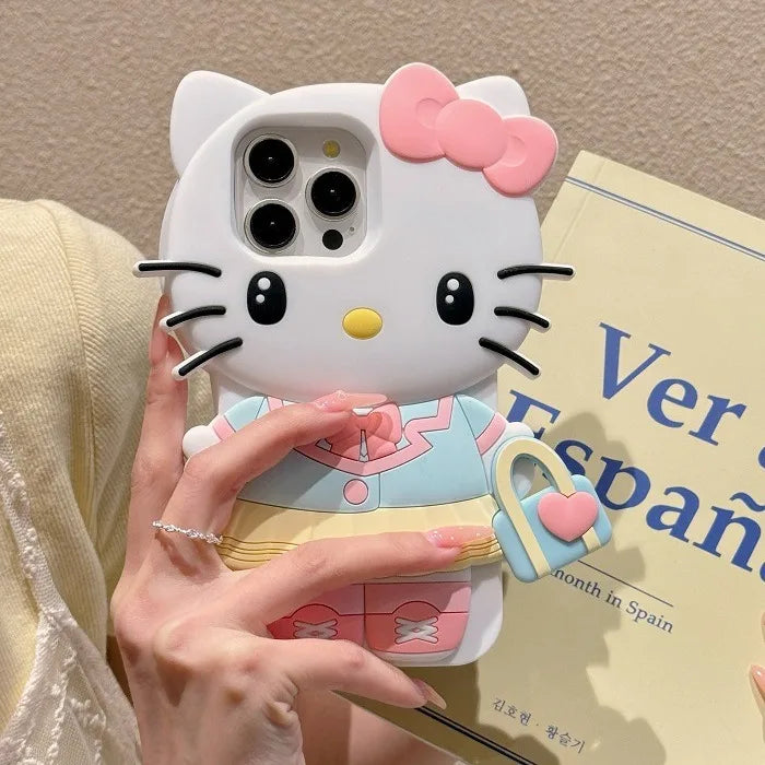 Hello Kitty 3D Silicone iPhone Case 14 15 16 17 | Sanrio Phone Case Qme 3 iPhone13Pro