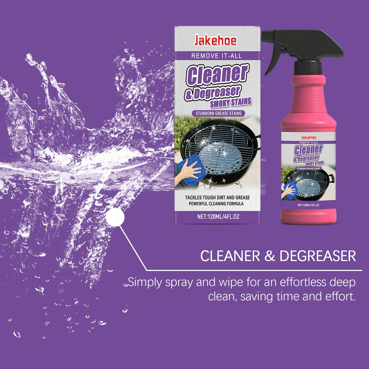 JAKEHOE 120ml BBQ Grill Cleaner – Heavy Duty Degreaser Spray Grill Cleaner Spray Qst