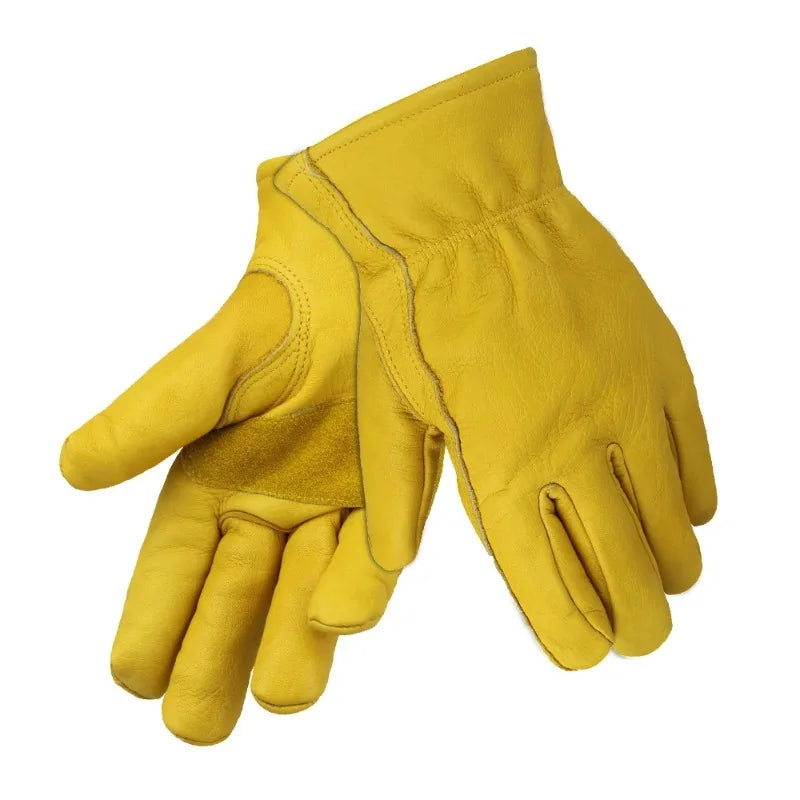 Golden Full Cowhide Winter Gloves – Insulated & Anti-Slip Insulated Work Gloves Qme