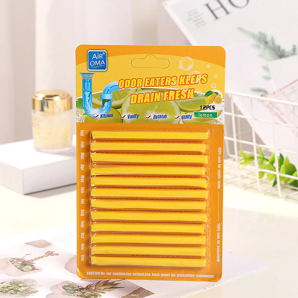 Disposable Enzyme Pipe Cleaning Sticks – Kitchen & Toilet Drain Drain Cleaning Sticks Qme Yellow