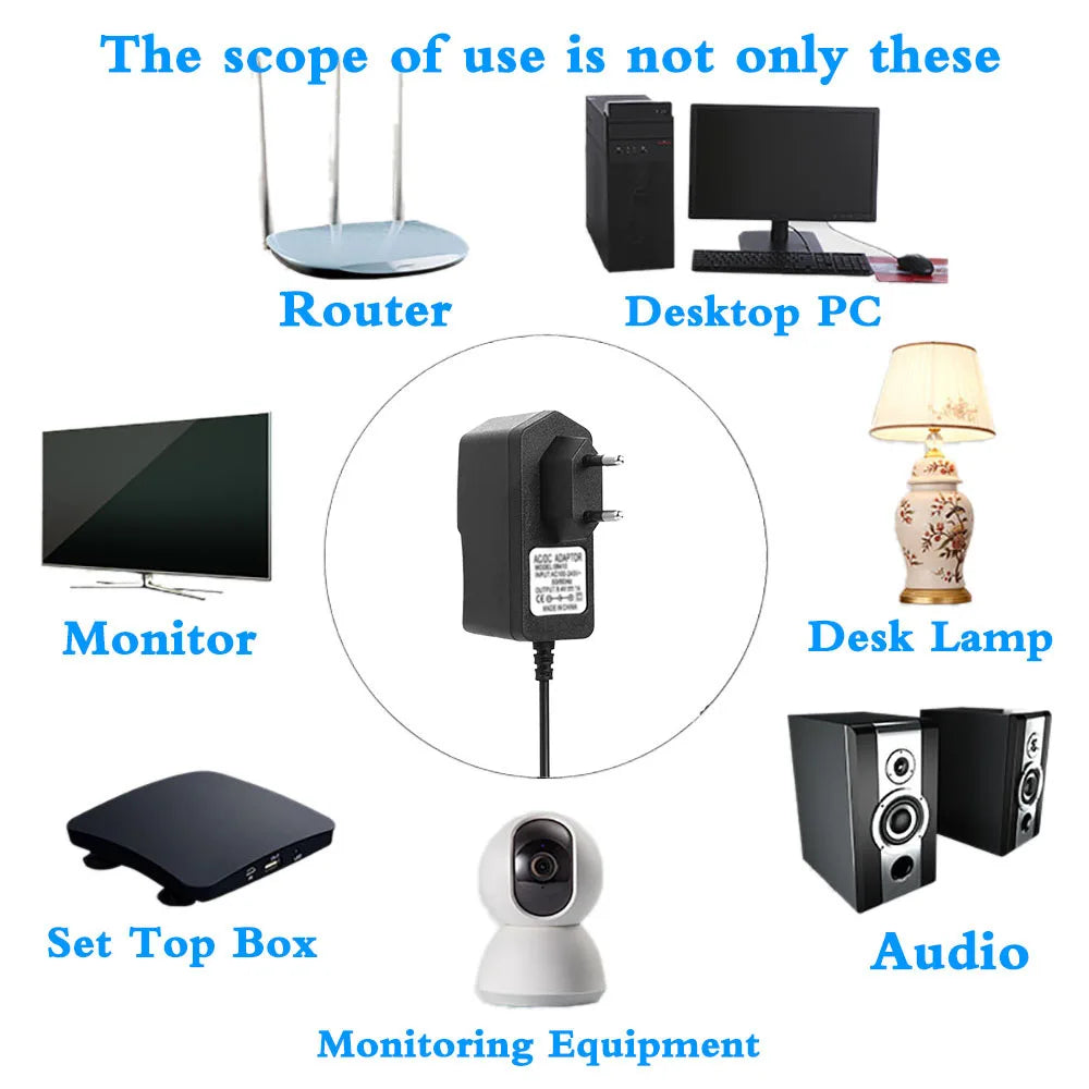 9V Power Adapter for Speaker & Audio | Multi-Current Options DC Power Adapter Qme