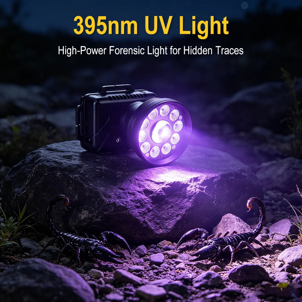 BORUiT UV LED Headlamp | Motion Sensor, Type-C Rechargeable Rechargeable Headlamp Qst