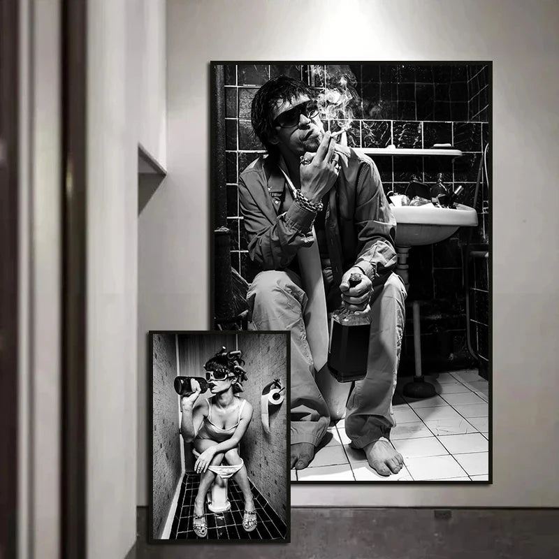 Vintage Black & White Woman Canvas Wall Art – Bar & Home Decor Canvas Wall Art Qst