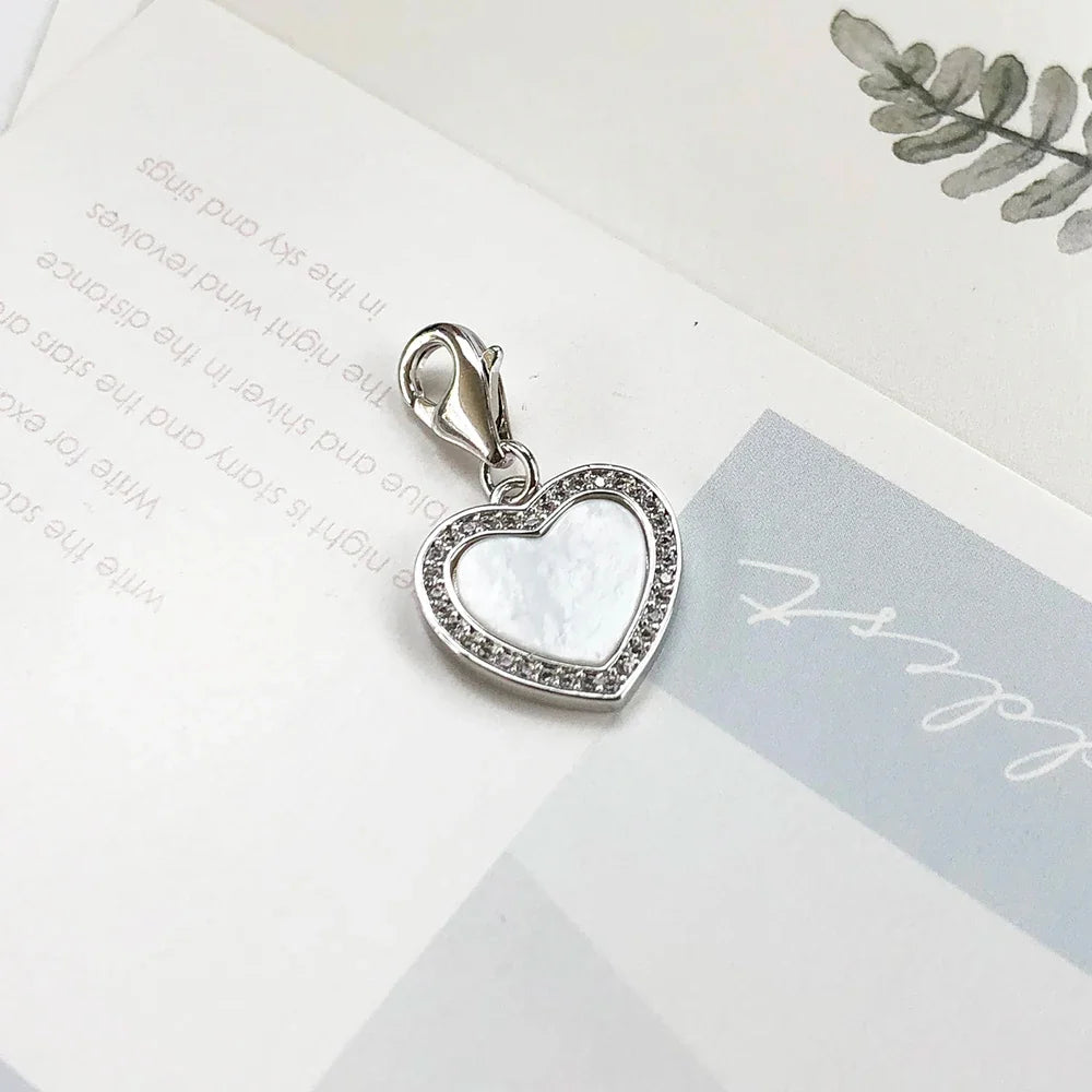 Heart Shell Dangle Charm Pendant – 925 Sterling Silver Women Dangle Charm Pendant Qme