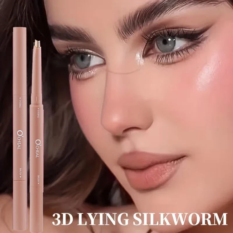 Double-Ended Lying Silkworm Pen – Matte & Shimmer Highlighter Eye Highlighter Pen Qme