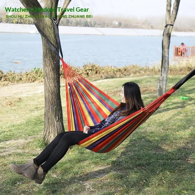 Thick Canvas Camping Hammock – Outdoor Swing for Adults Camping Hammock Qme