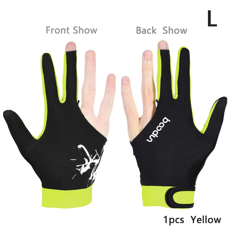 3-Finger Billiard Snooker Glove – Left & Right Hand, M/L Billiard Cue Glove Qst L Yellow