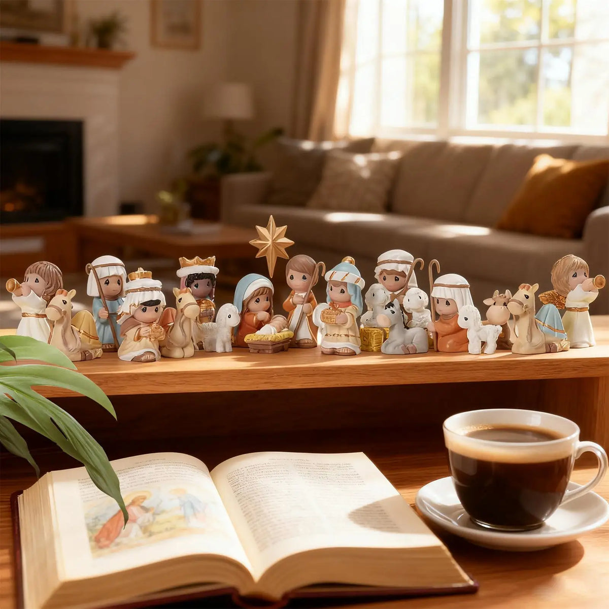 Classic Nativity Scene Figures – Religious Resin Christmas Set Nativity Figurine Set Qme