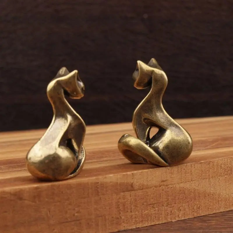 Brass Cat Figurine Vintage Desktop Sculpture Small Ornament Desktop Cat Figurine Qme
