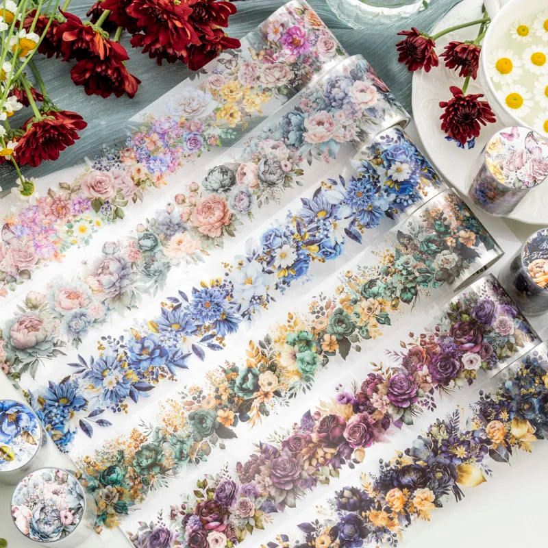 PET Flower Pattern Decorative Masking Tape – DIY Scrapbooking Decorative Craft Tape Qme