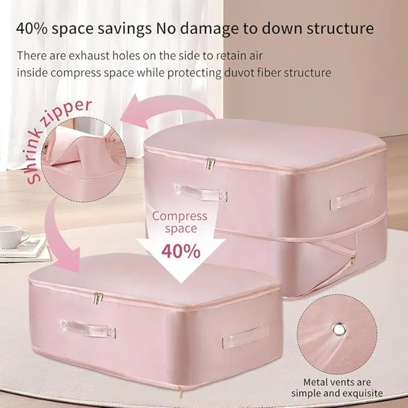 Self-Compressing Vacuum Storage Bags | Heavy Duty Space Saver Compression Storage Bag Qme