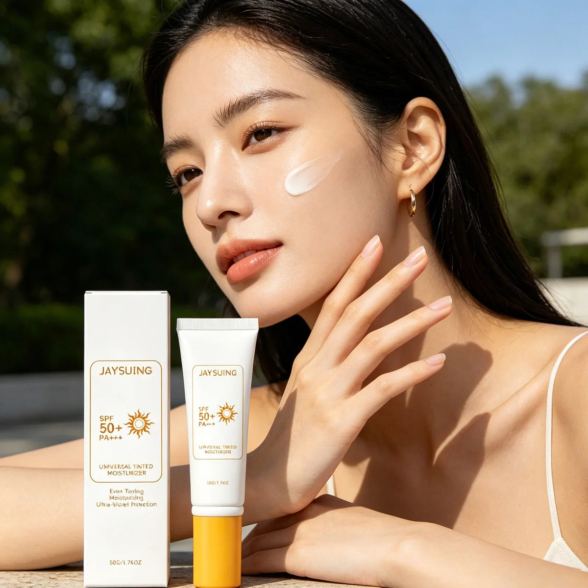 Jaysuing Tinted Sunscreen SPF 50 | Waterproof UV Protection Tinted Sunscreen Qme