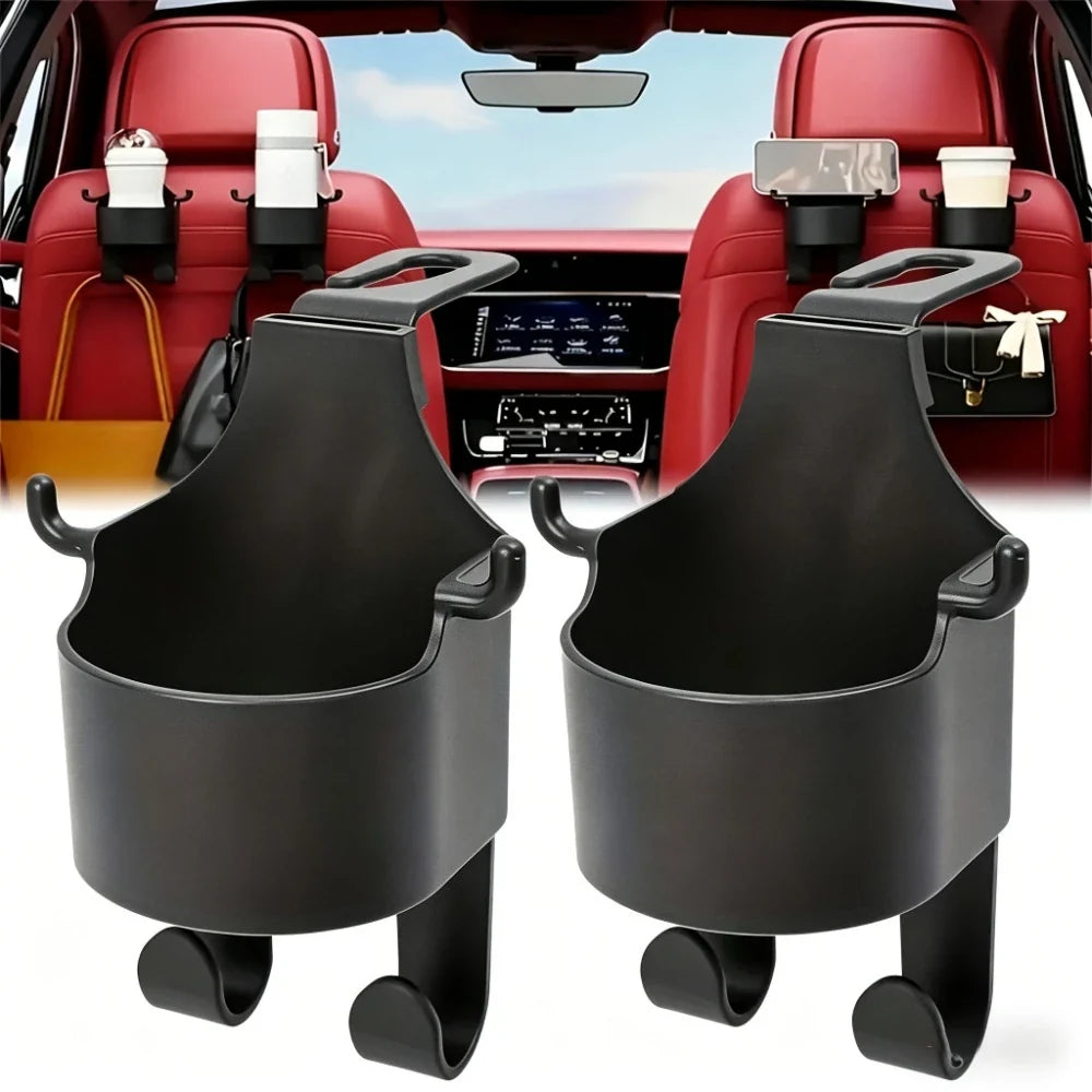 3-in-1 Car Seat Back Cup Holder with Double Hooks Car Seat Organizer Qme