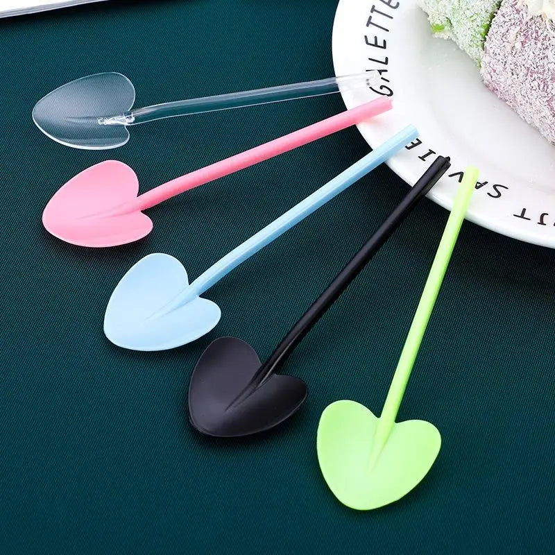 Heart Shape Disposable Dessert Spoons – Colorful Long Handle Disposable Dessert Spoons Qme