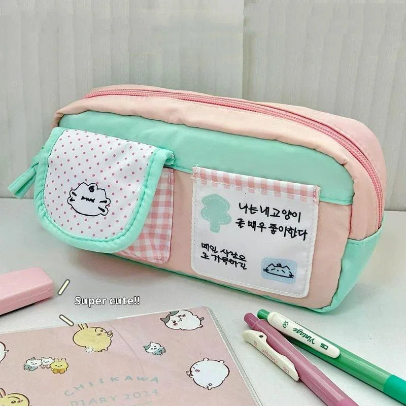 Large Capacity Aesthetic Pencil Case & Pen Pouch | Fabric Pencil Case Pouch Qme