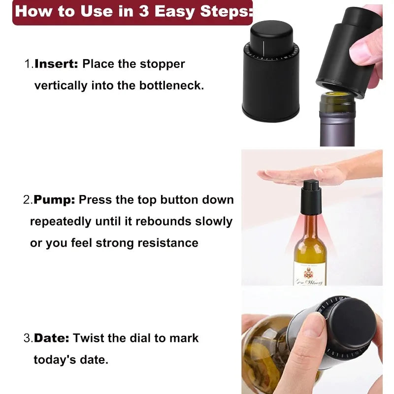Reusable Vacuum Wine Stopper – Push-Type Bottle Sealer Wine Bottle Stopper Qme