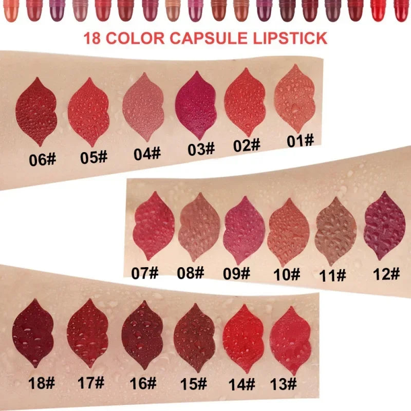 18-Color Mini Matte Lipstick Set – Long-Lasting Lip Gloss Kit Matte Lipstick Set Qme