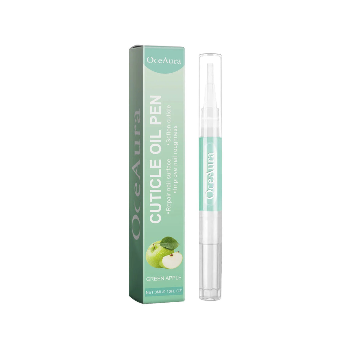 OceAura Nail Cuticle Oil Pen 3ml – Fruit Extract Nail Care Nail Cuticle Oil Pen Qst Green Apple