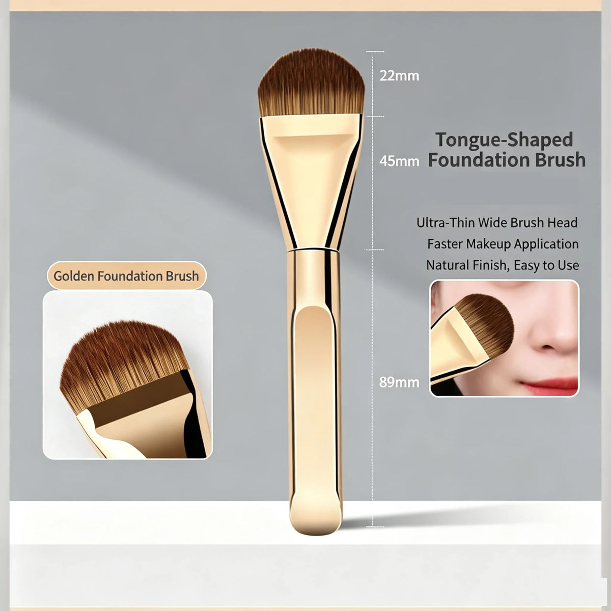 Tongue-Shaped Foundation Brush – Ultra-Thin Seamless Base Foundation Brush Qme