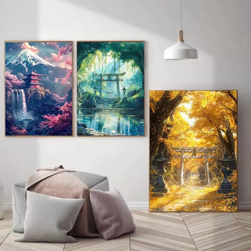 Japanese Shrine Forest Canvas Art Poster | Wall Décor Canvas Wall Art Qst