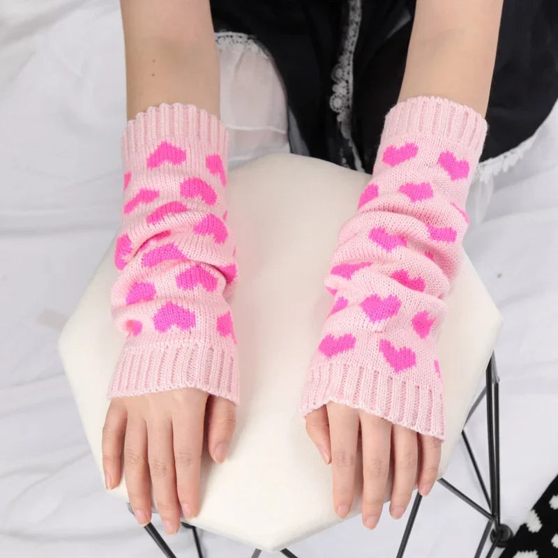 Y2K Lolita Heart Knit Leg Warmers – Women's Knee Warmers Knit Leg Warmers Qme