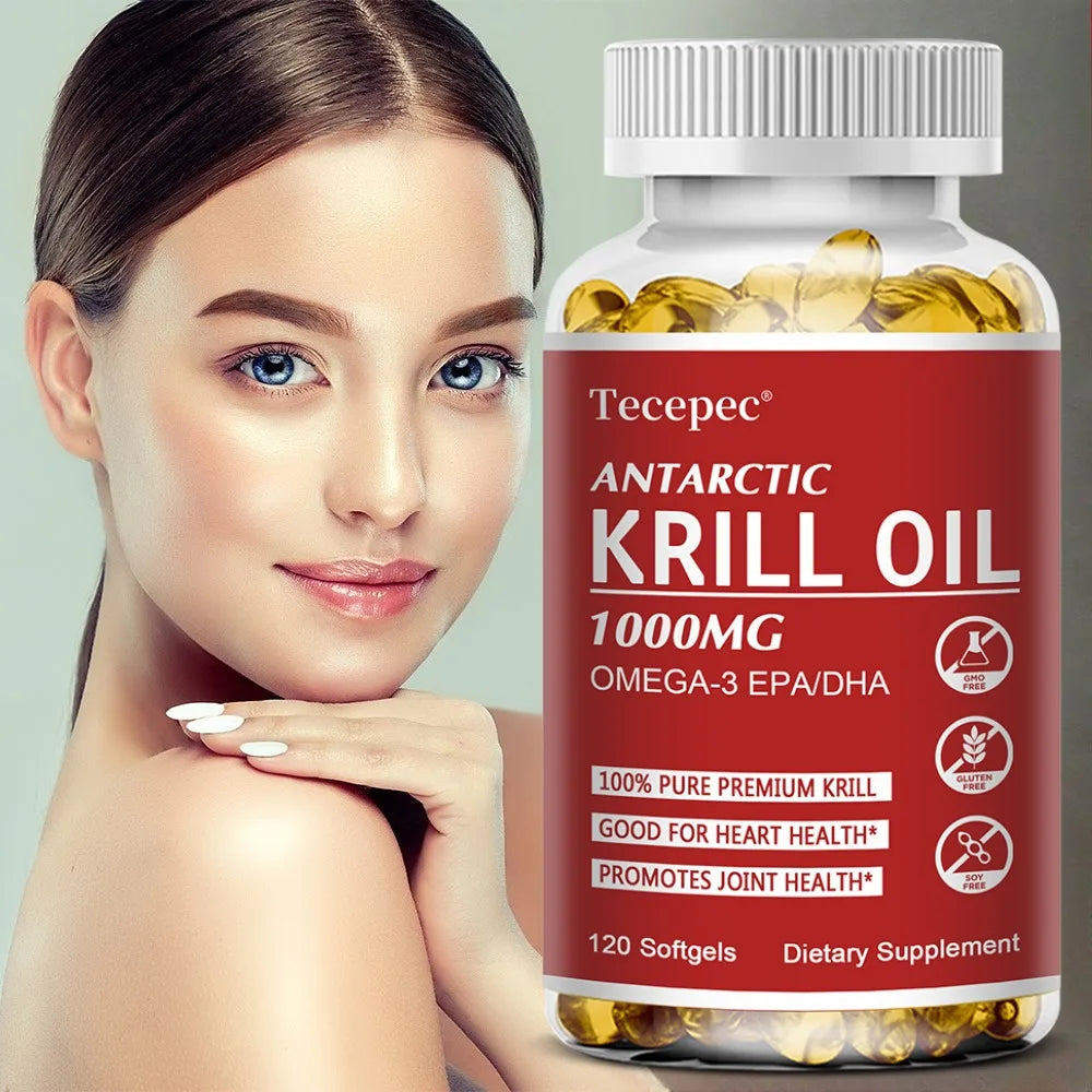 Antarctic Krill Oil 1000mg Capsules – Omega-3 DHA EPA Softgels Omega-3 Supplement Qst