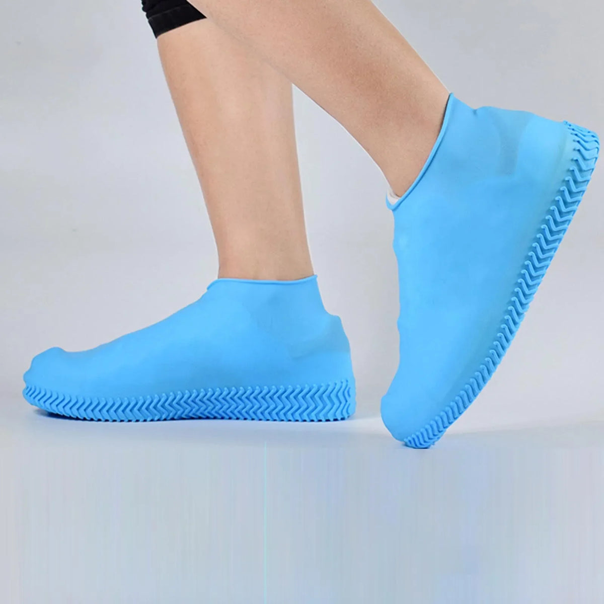 Silicone Rain Boot Covers – Non-Slip, Reusable, Unisex Silicone Shoe Covers Qme Blue XL