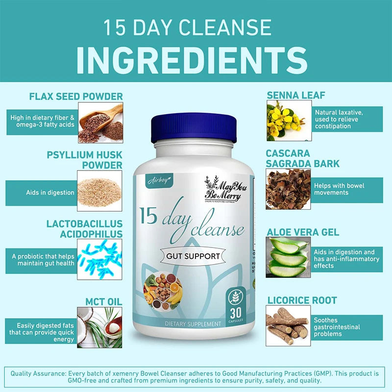 15 Day Cleanse & Detox – Gut Health & Digestion Support Digestive Detox Supplement Qst