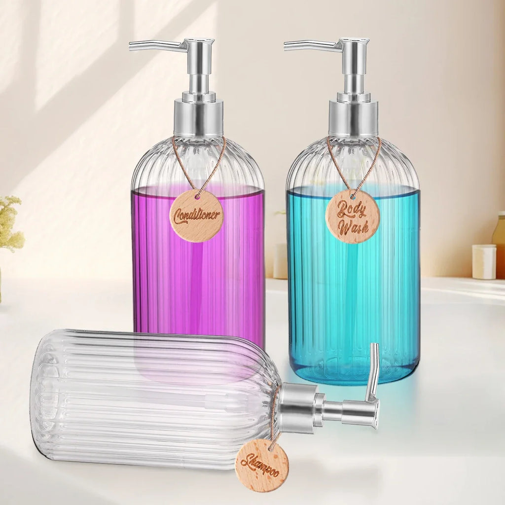 Modern 3-Bottle Refillable Shower Dispenser Set – 500ml Shower Dispenser Set Qme