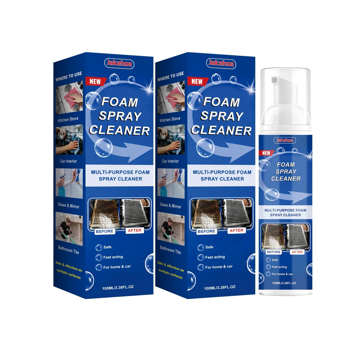 Multi-Purpose Foam Cleaning Spray – Grease & Stain Remover Foam Cleaning Spray Qme 2 x 100ML Boxed