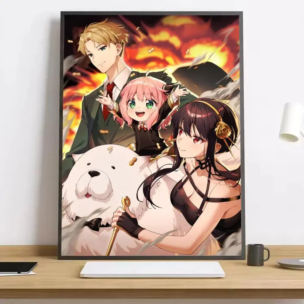 Spy x Family Anya HD Canvas Poster – Anime Wall Art Decor Anime Canvas Poster Qst Black2 40x50cm Unframed