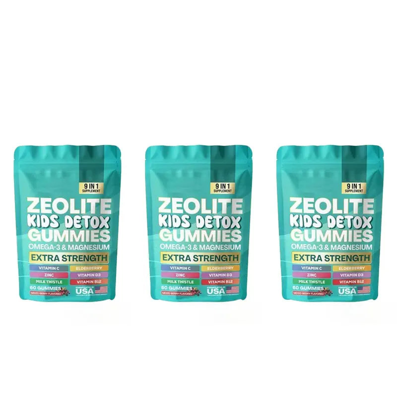 Zeolite Gummies 9-in-1 – Omega-3, Magnesium, Elderberry & More Wellness Gummies Qst 3 bottles-180 pieces