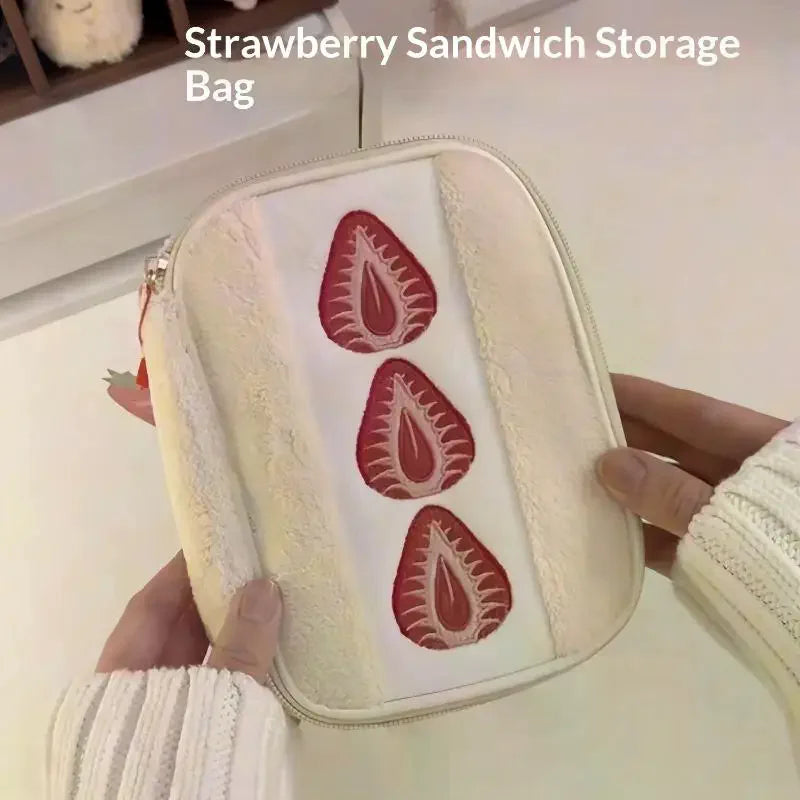 Embroidered Strawberry Pencil Case – Cute Stationery Pouch Pencil Case Pouch Qme