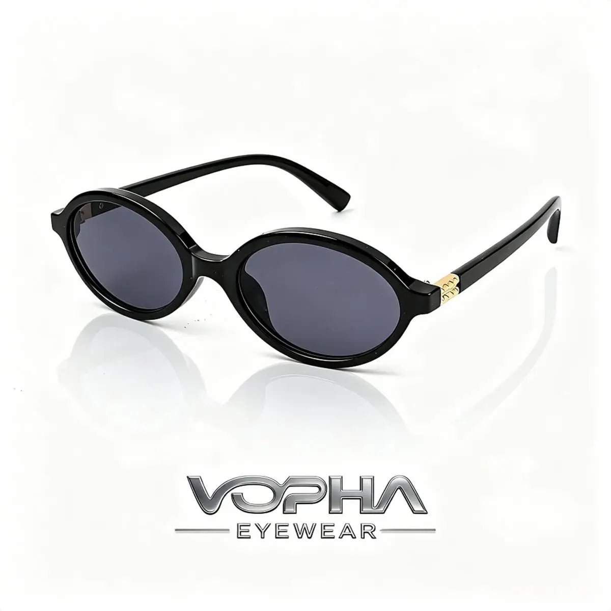 VOPHA Retro Oval Sunglasses UV400 – Vintage 90s Shades S35 Fashion Sunglasses Qst Black gray