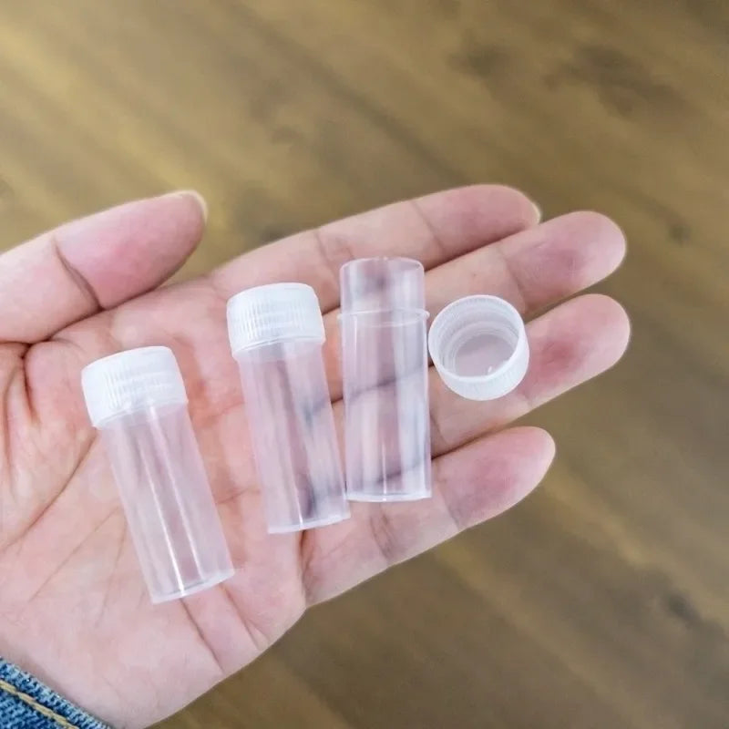100pcs 5ml Plastic Test Tube Vials with Caps – Pill Storage Plastic Storage Vials Qme