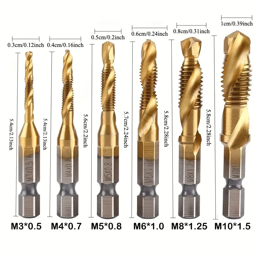 Titanium Coated HSS Drill Bit Set Metric Thread M3-M10 Countersink HSS Drill Bit Set Qme