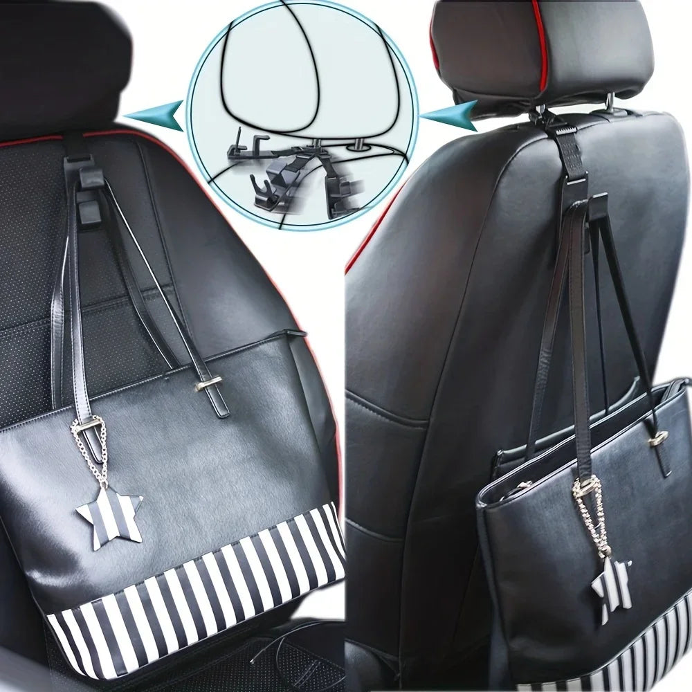 Car Headrest Hook Purse Hanger & Seat Organizer – Black Car Seat Organizer Qme