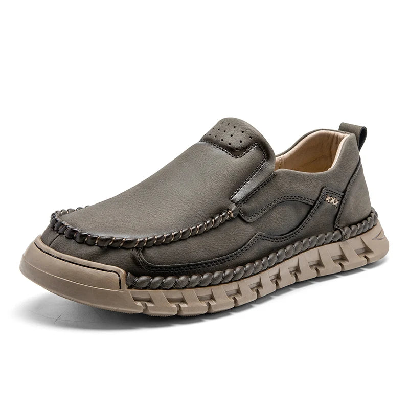 Men's Handmade Split Leather Loafers – Slip-On Moccasins Men's Leather Loafers Qst