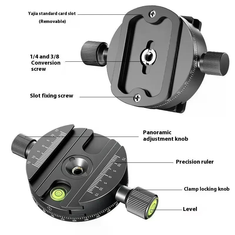 QJ-08 360° Panoramic Quick Release Plate Clamp Tripod Head Tripod Head Clamp Qme