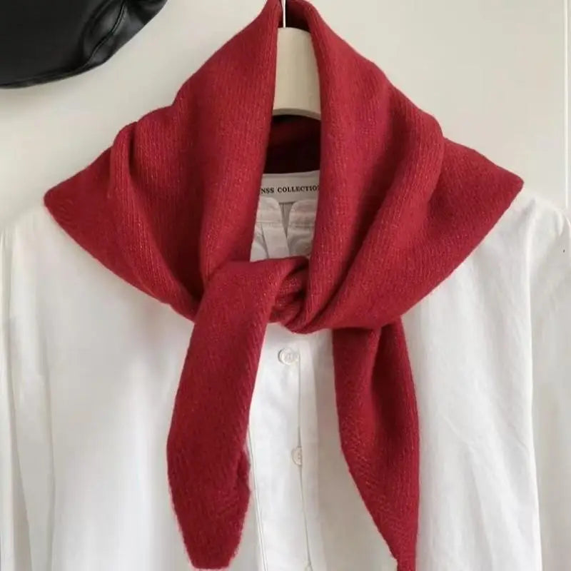 Women's Knitted Triangular Scarf – Warm Versatile Headscarf Knitted Triangle Scarf Qst Red