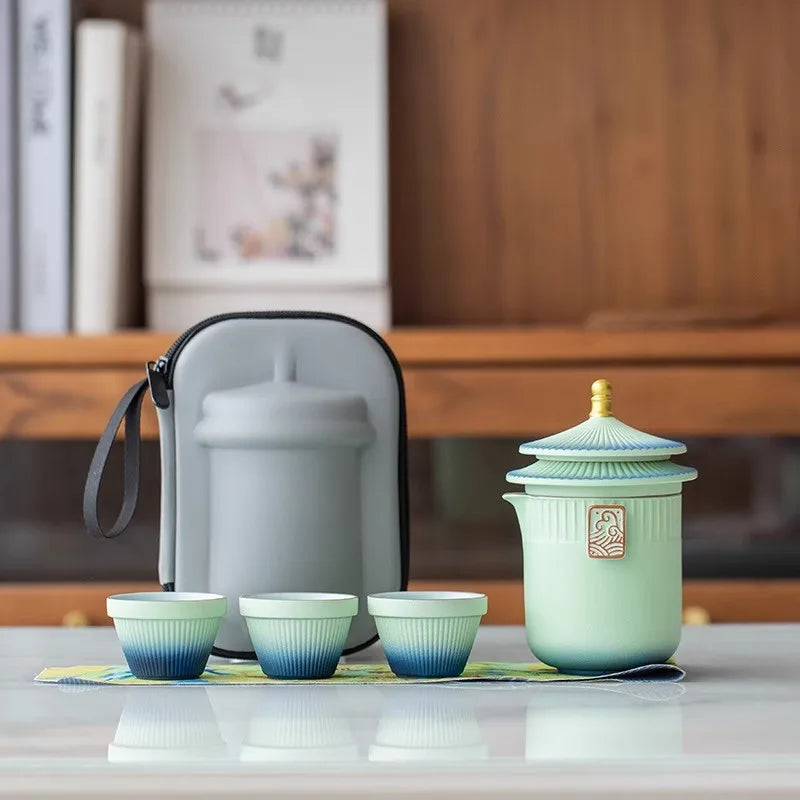 Palace Museum High-End Ceramic Travel Tea Set | 8 Colors Ceramic Tea Set Qme