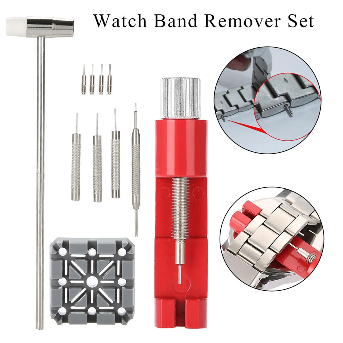 Watch Repair Tool Kit – Strap Link Pin Remover & Hammer Set Watch Repair Kit Qme