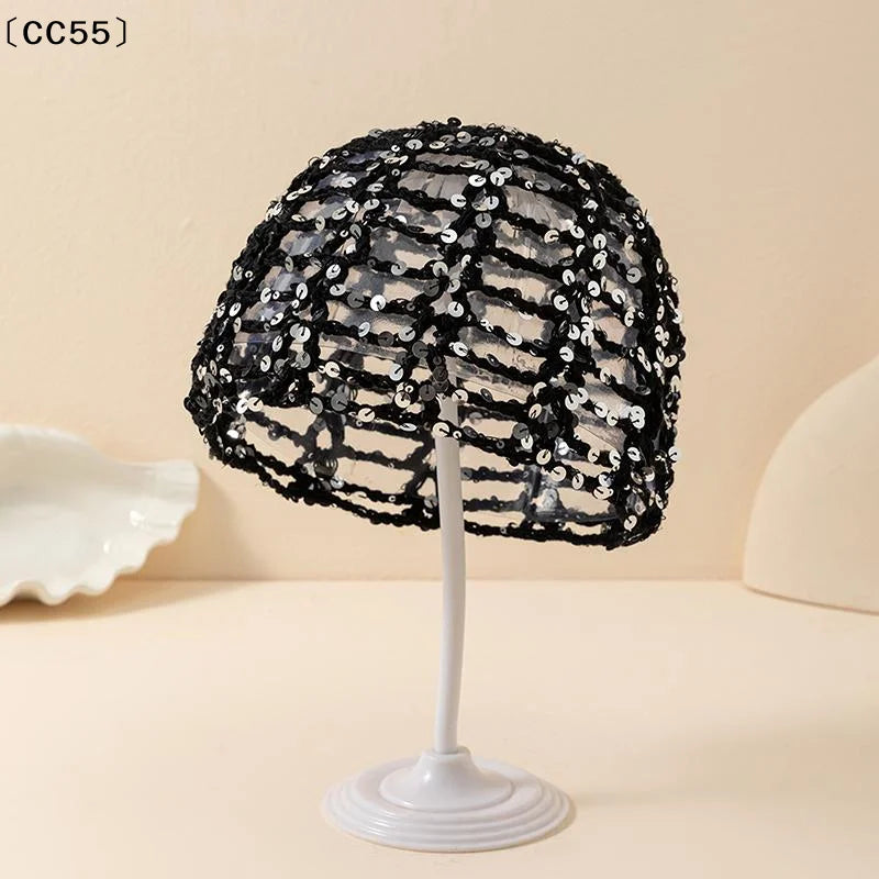 Y2K Glitter Sequined Knit Beanie Hat – Shiny Street Style Knit Beanie Hat Qst