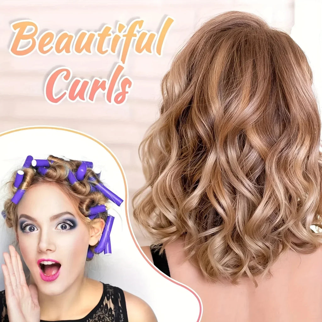 Flexi Rods No-Heat Hair Curlers for Soft Waves & Curls – Purple No-Heat Hair Curlers Qme