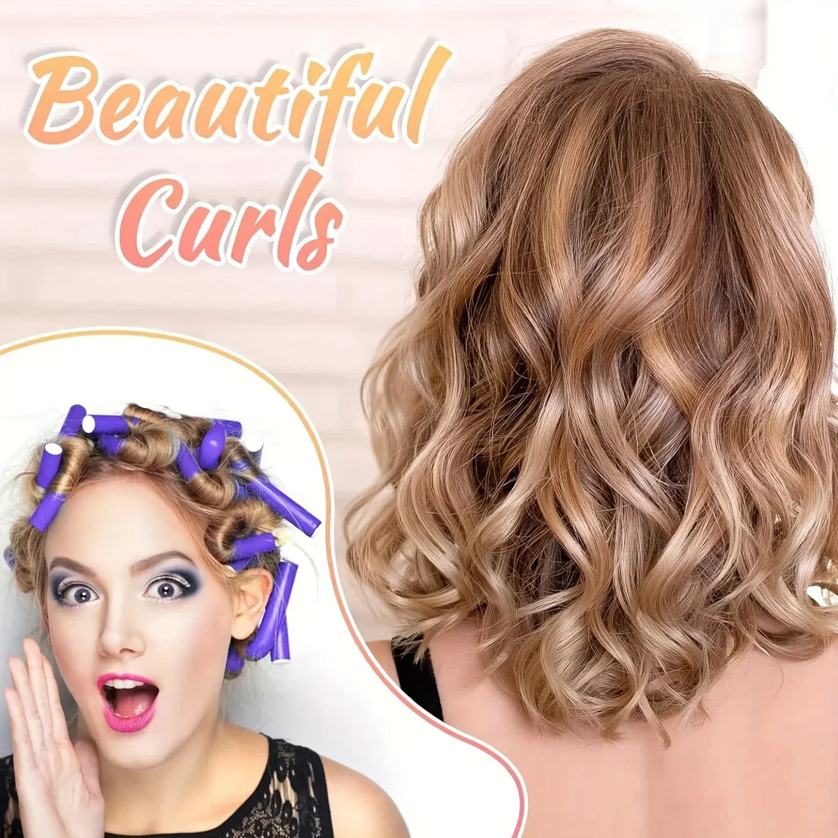 Flexi Rods No-Heat Hair Curlers for Soft Waves & Curls – Purple No-Heat Hair Curlers Qme