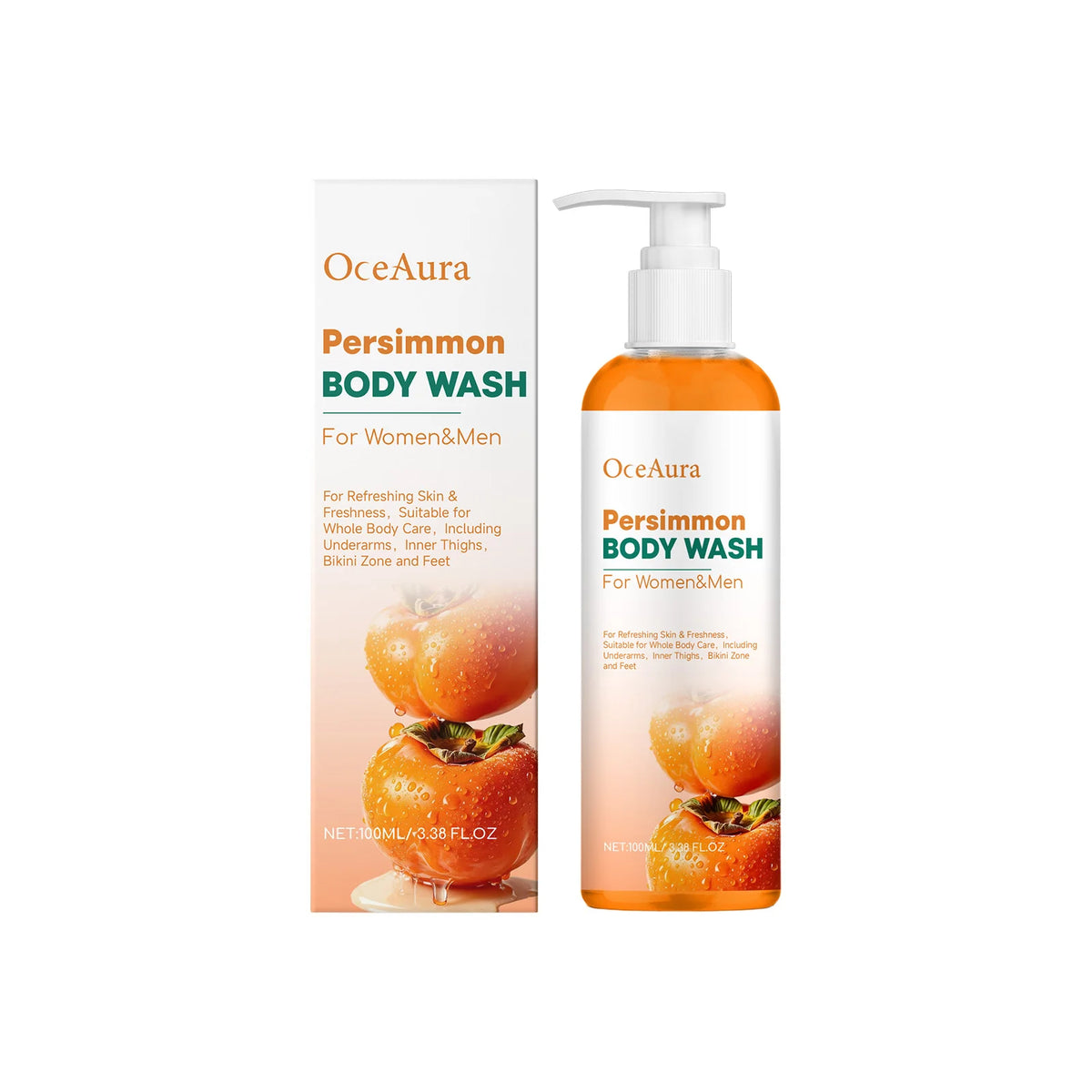OceAura Persimmon Body Wash 100ml – Aloe Vera Shower Gel Body Wash Shower Gel Qst 100g Moisturizing