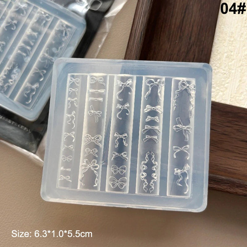 3D Ribbon Bowknot Silicone Nail Art Carving Mold – UV Gel DIY Nail Art Mold Qst 4