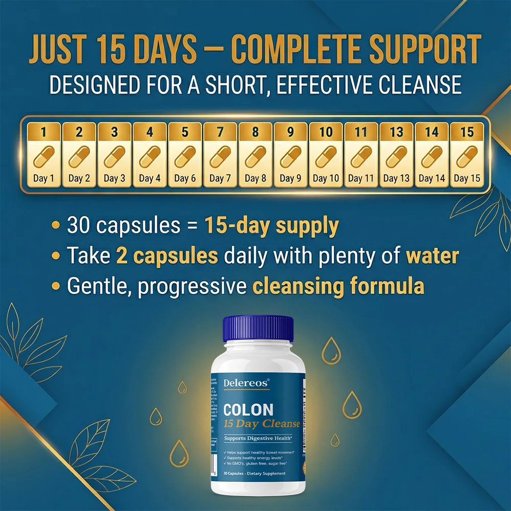 15-Day Colon Cleanse Capsules – Psyllium Husk & Senna Digestive Supplement Qst