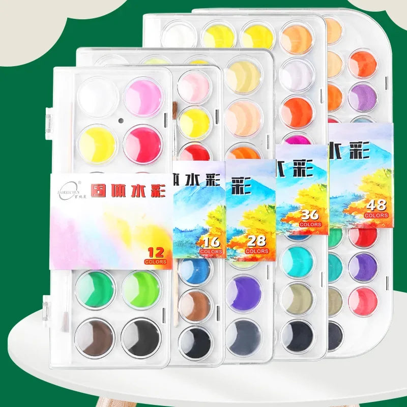 Portable Solid Watercolor Paint Set – 12 to 48 Colors Watercolor Paint Set Qme