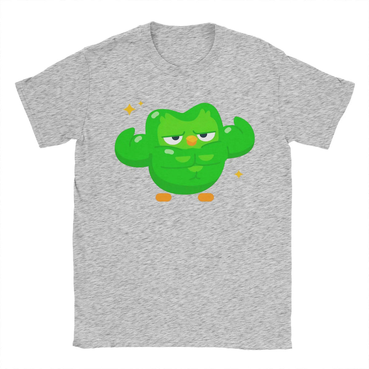Duolingo Meme Graphic T-Shirt | Funny Cotton Tee for Men Graphic T-Shirt Qst GRAY S
